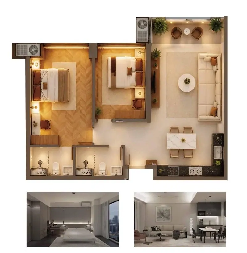 Unit A — 2 Bedroom floor plan